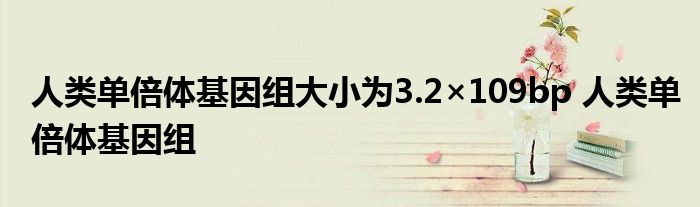 人类单倍体基因组大小为3.2×109bp 人类单倍体基因组 