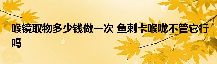 喉镜取物多少钱做一次 鱼刺卡喉咙不管它行吗 