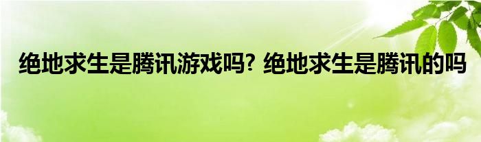 绝地求生是腾讯游戏吗? 绝地求生是腾讯的吗 