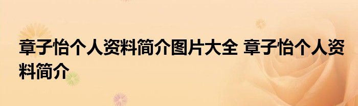 章子怡个人资料简介图片大全 章子怡个人资料简介 