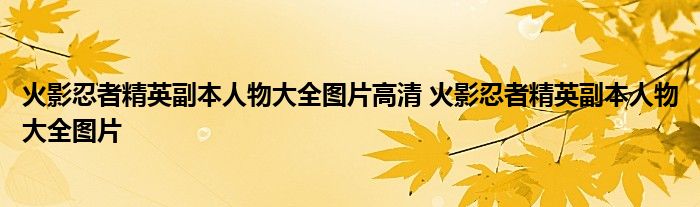 火影忍者精英副本人物大全图片高清 火影忍者精英副本人物大全图片 