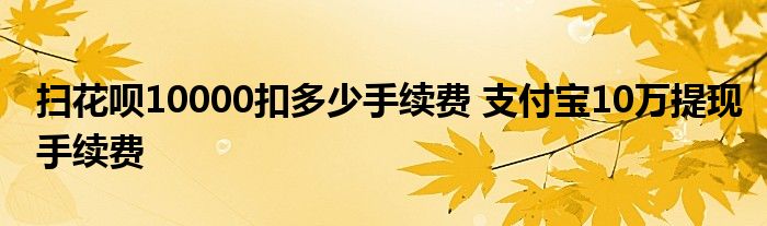 扫花呗10000扣多少手续费 支付宝10万提现手续费 