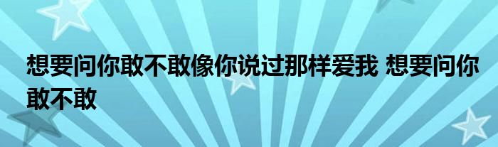 想要问你敢不敢像你说过那样爱我 想要问你敢不敢 