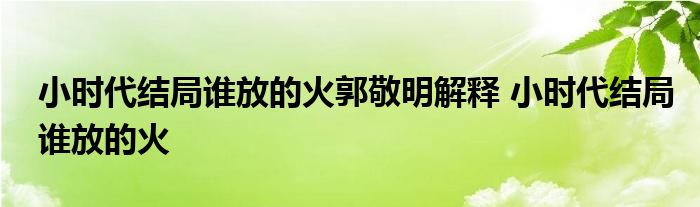 小时代结局谁放的火郭敬明解释 小时代结局谁放的火 