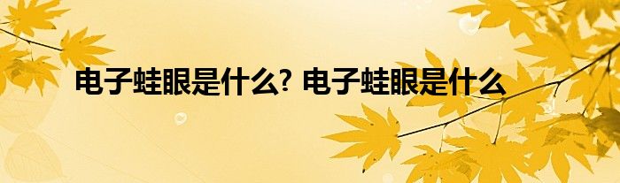 电子蛙眼是什么? 电子蛙眼是什么 