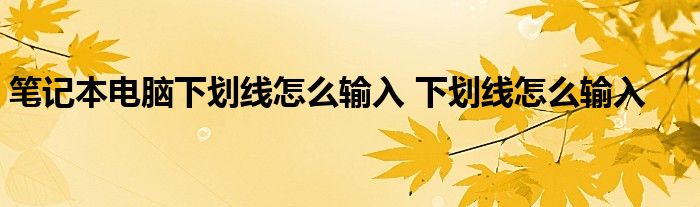 笔记本电脑下划线怎么输入 下划线怎么输入 