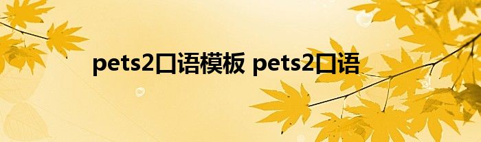 pets2口语模板 pets2口语 