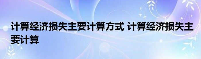 计算经济损失主要计算方式 计算经济损失主要计算 