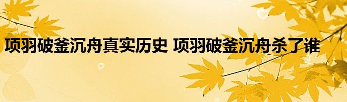 项羽破釜沉舟真实历史 项羽破釜沉舟杀了谁 