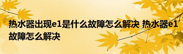 热水器出现e1是什么故障怎么解决 热水器e1故障怎么解决 