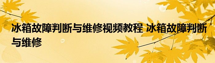 冰箱故障判断与维修视频教程 冰箱故障判断与维修 