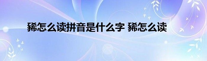 豨怎么读拼音是什么字 豨怎么读 