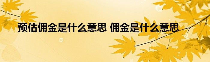 预估佣金是什么意思 佣金是什么意思 